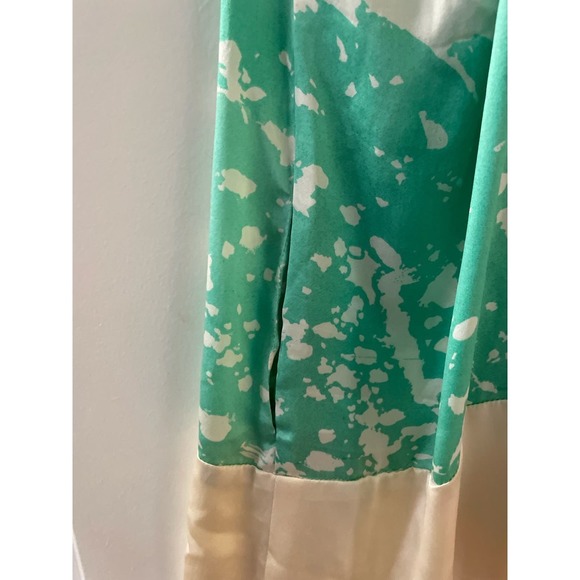 100% Silk MYNE Ruffle Y2K Green, White, Cream Mini Dress with pockets Size 2 - Picture 7 of 7